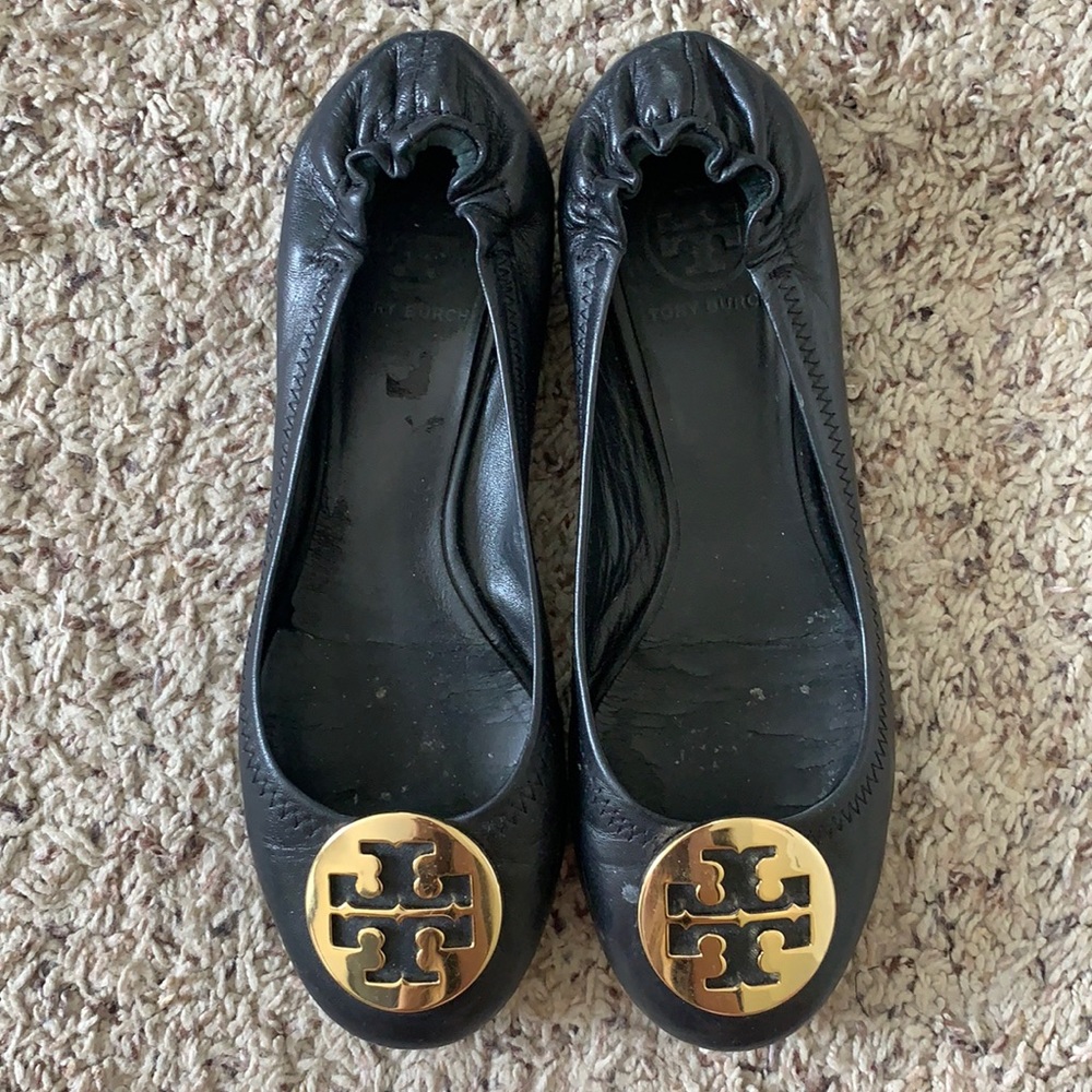 Tory Burch Minnie Travel Ballet Flats black sz 8